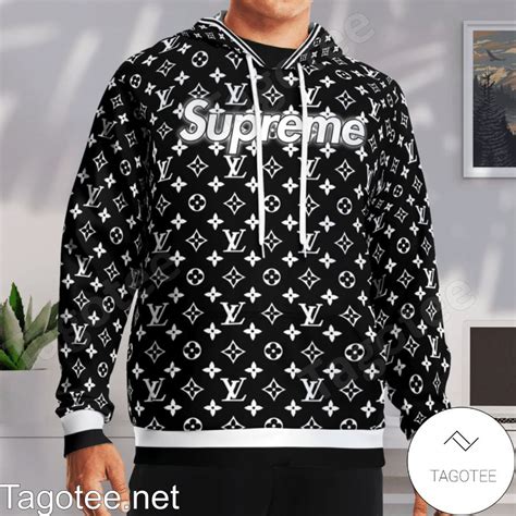 black supreme louis vuitton hoodie